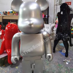 Fiberglass Bearbrick Silver Sculpture Home Decoration