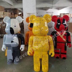 Fiberglass Painting Bearbrick Sculpture For Sale