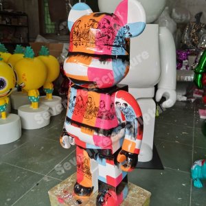 Fiberglass Mona Lisa Bearbrick Sculpture For Home Decoration