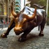 charging bull sculpture
