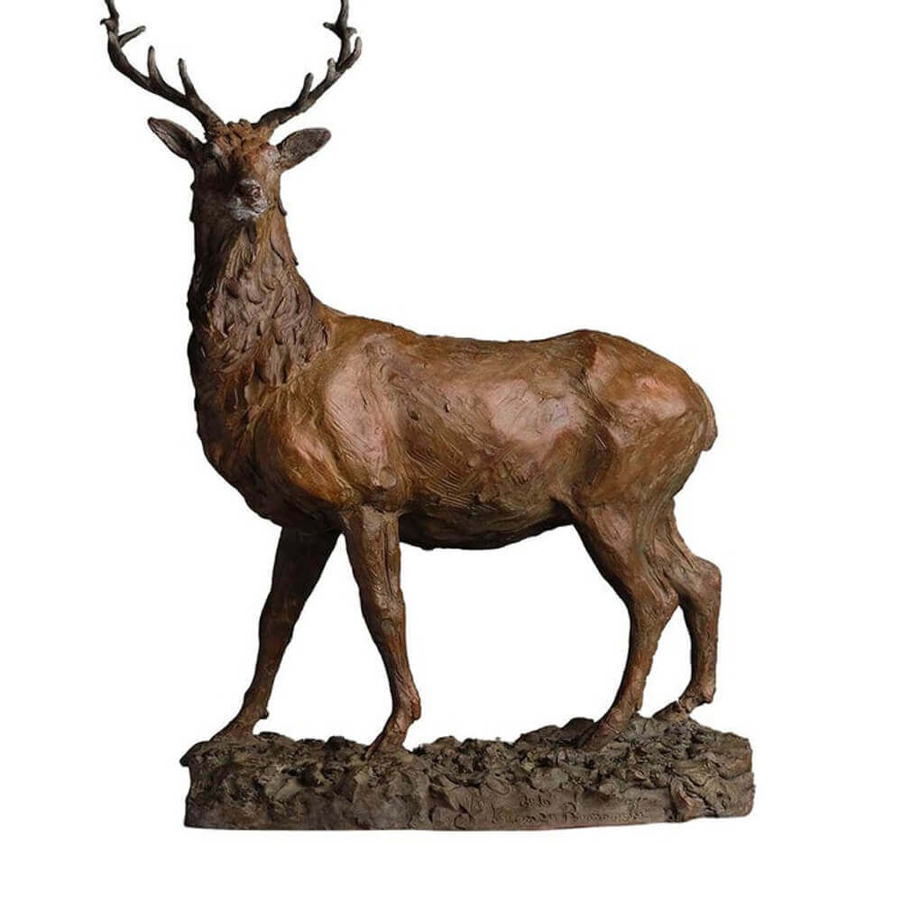 bronze cast deer sculpture