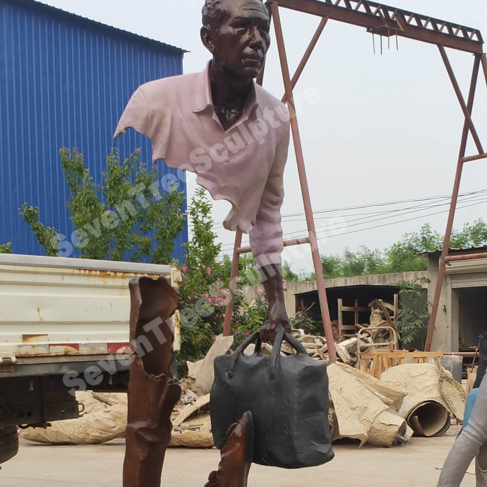 Bruno Catalano Sculpture Bronze Life Size Traveler Statue