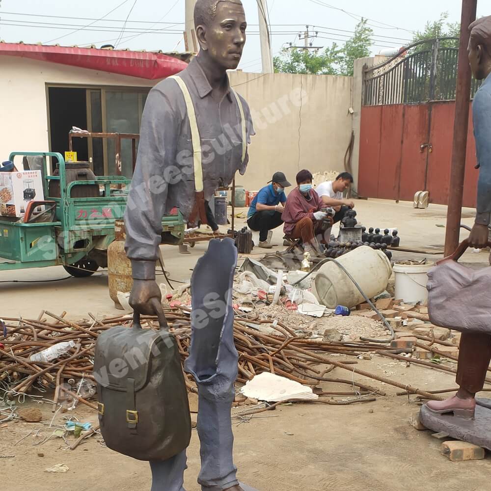 Bruno Catalano Sculpture Bronze Life Size Traveler Statue