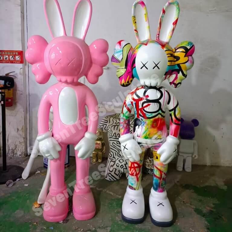 Kaws Bunny Figure Sculpture Graffiti Rabbit Kaws Sculpture For Store ...