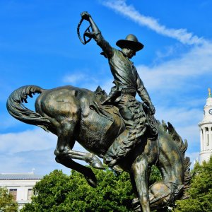 Bronze Bronco Buster Statue For Sale