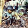 Life Size Children Playing Bronze Sculptures For Sale - Image 2