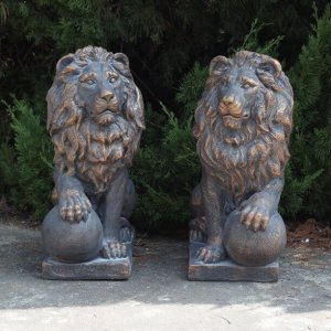 Factory Supply Bronze 2 Lion Statues