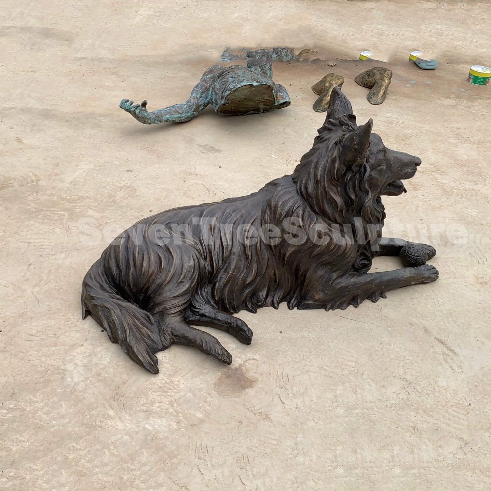 Hot Sale Life Size Bronze Dog Sculpture For Yard