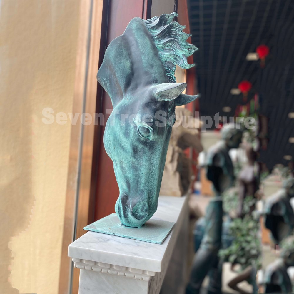 Bronze Horse Head Sculpture For Garden - Image 4