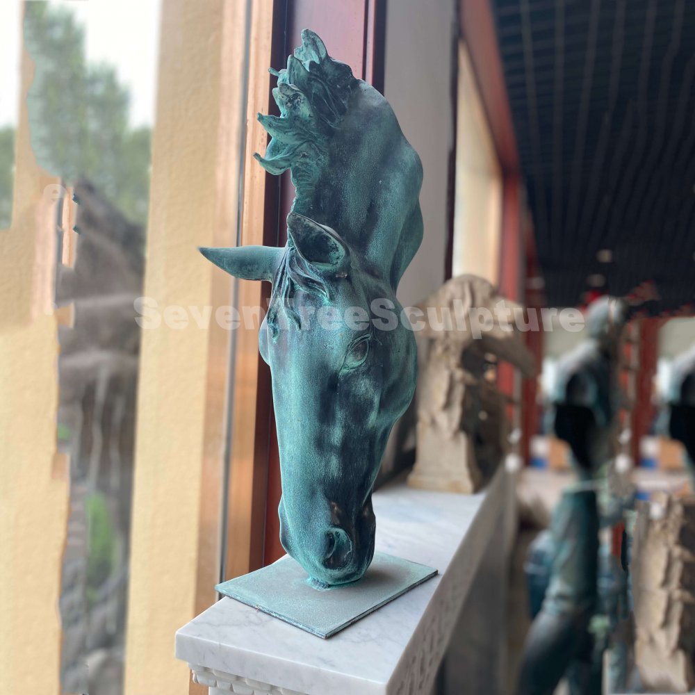 Bronze Horse Head Sculpture For Garden - Image 2