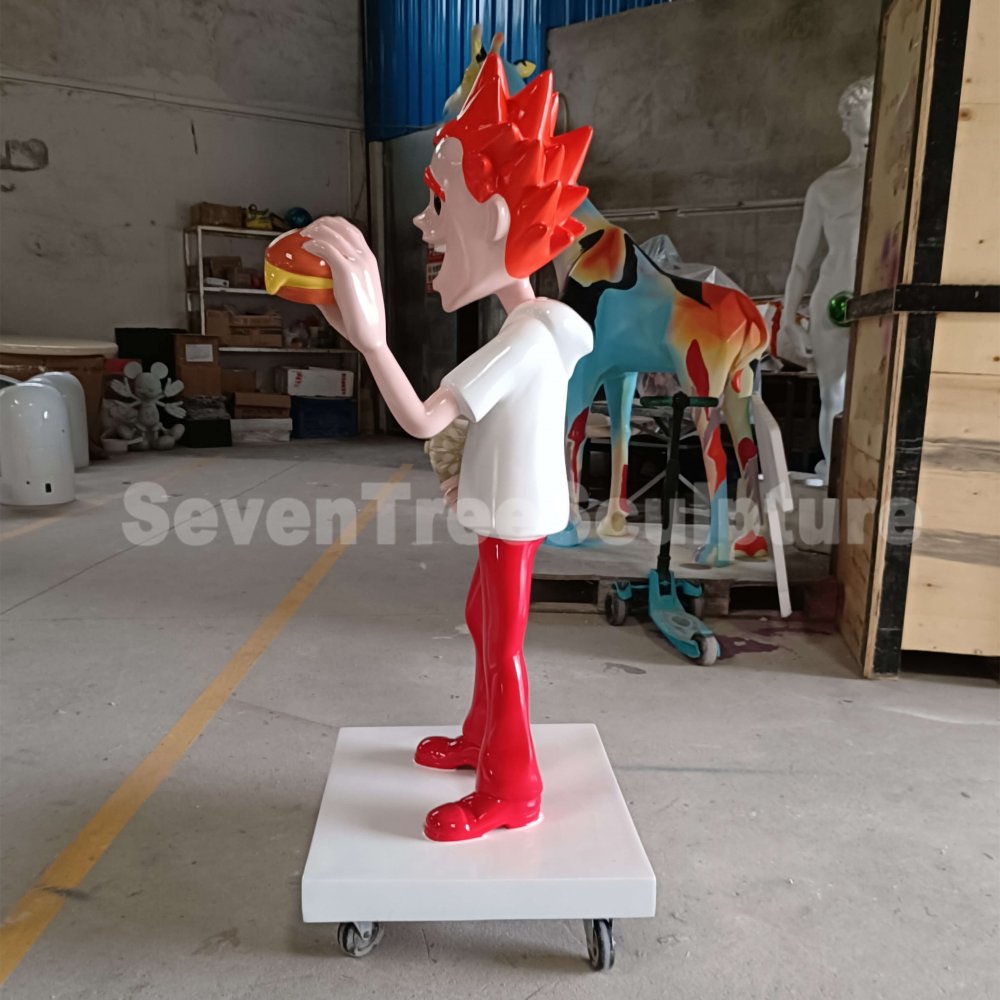 Factory Customization Fiberglass Burger Boy Sculpture For Sale - Image 2