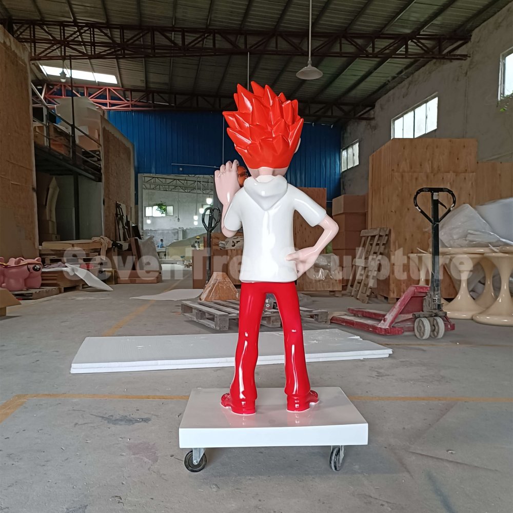 Factory Customization Fiberglass Burger Boy Sculpture For Sale - Image 3