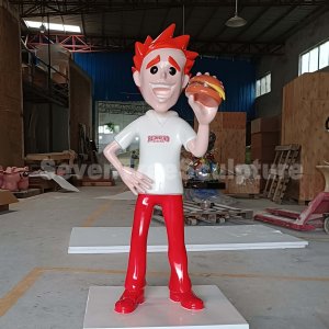 Factory Customization Fiberglass Burger Boy Sculpture For Sale