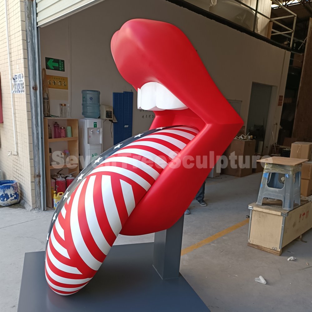 Factory Price Fiberglass Lip Tongue Statue For Sale - Image 4