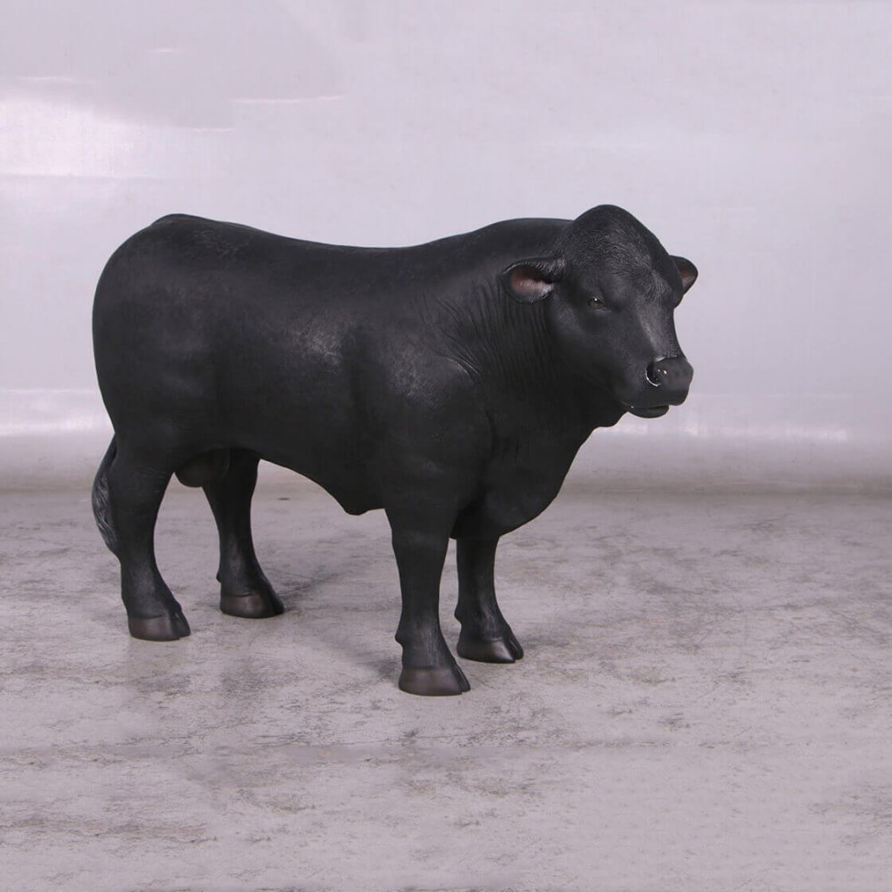 Farm Fiberglass Black Angus Cow Statue - Image 2