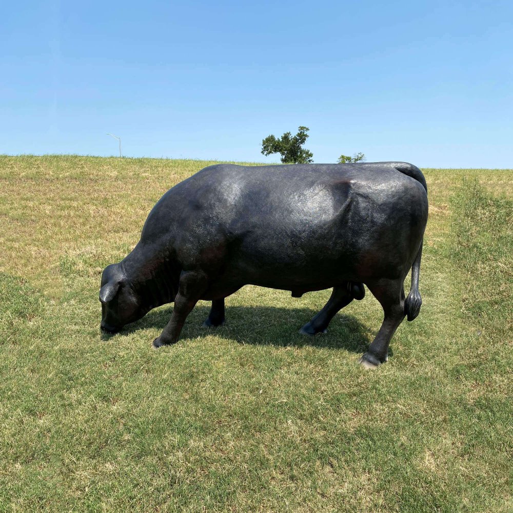 Farm Fiberglass Black Angus Cow Statue - Image 3
