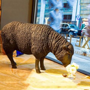 Fiberglass Black Sheep Statue For Sale