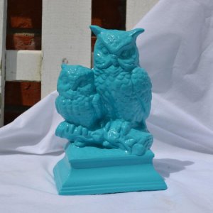Resin Blue Owl Statue For Sale