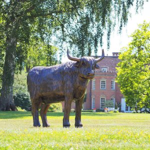 Large Bronze Highland Cow Sculpture For Sale