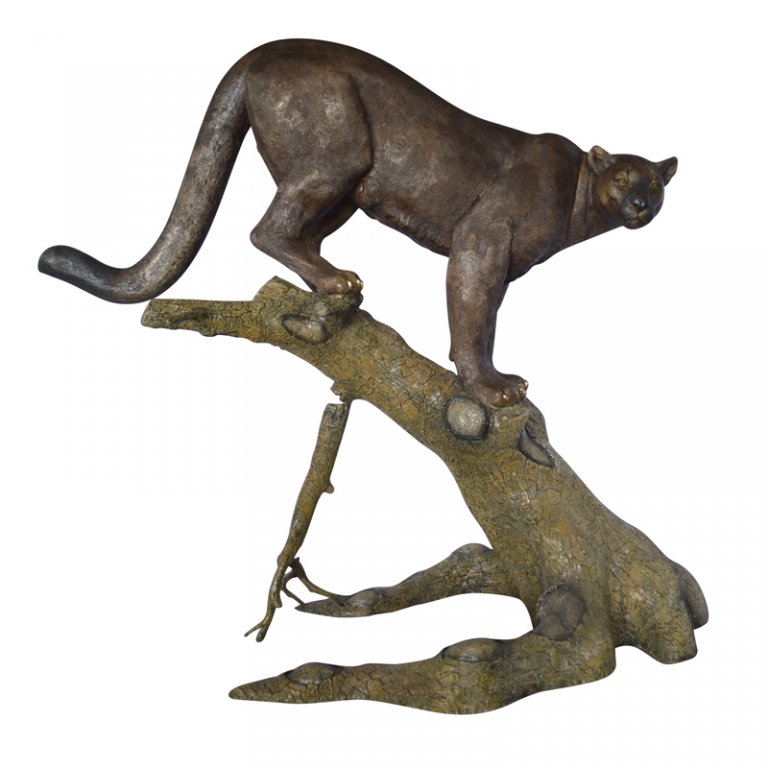 Outdoor Bronze Mountain Lion Statue For Sale SevenTreeSculpture