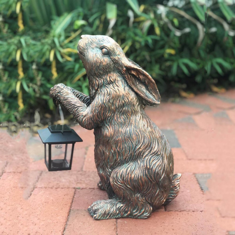 Life Size Bronze Rabbit Figurine For Sale