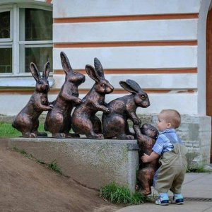 Outdoor Bronze Rabbit Statue For Sale