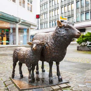 Square Bronze Sheep Statue For Sale