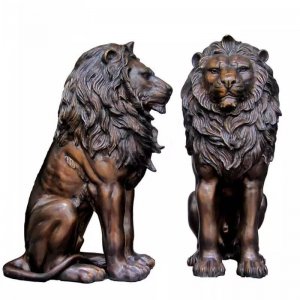Hand Carved Bronze Statue Lion For Outdoor