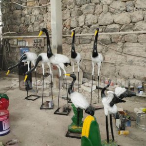 Manufacturer Fiberglass Crane Statue For Garden