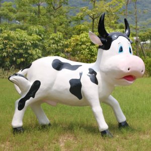 Outdoor Fibreglass Life Size Fake Cow For Sale