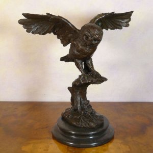Bronze Flying Owl Statue For Sale