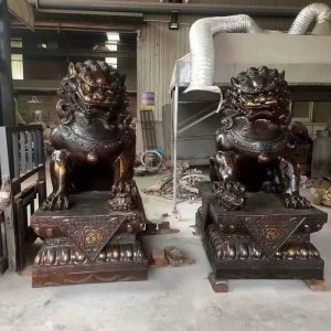 Manufacturer Bronze Fu Foo Dogs Guardian Lion Statues