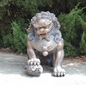 Bronze Fu Foo Dogs Guardian Lion Sculpture For Sale
