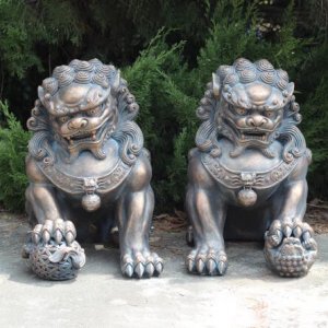 Outdoor Bronze Foo Fu Dog Statue For Sale