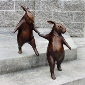 Bronze Bunnies Statue For Sale