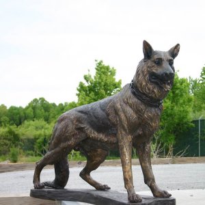 German Shepherd Bronze Statue For Sale
