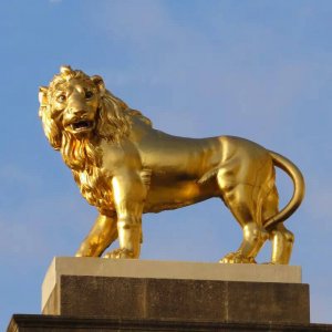 Brass Gold Lion Sculpture For Sale