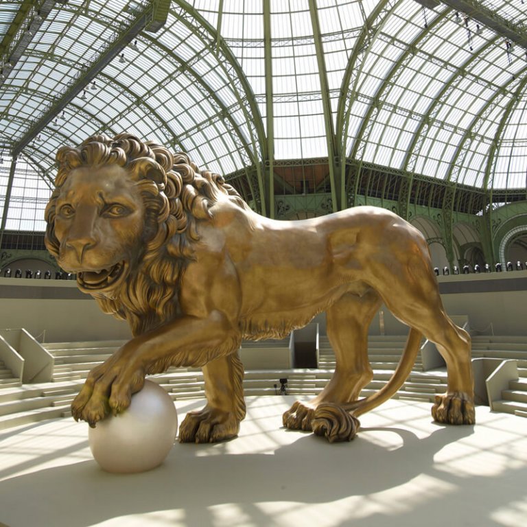 Factory Customization Brass Gold Lion Statue For Sale SevenTreeSculpture