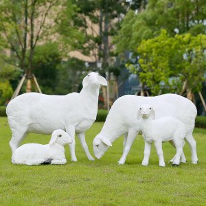 Fiberglass Grazing Sheep Lawn Statue For Sale