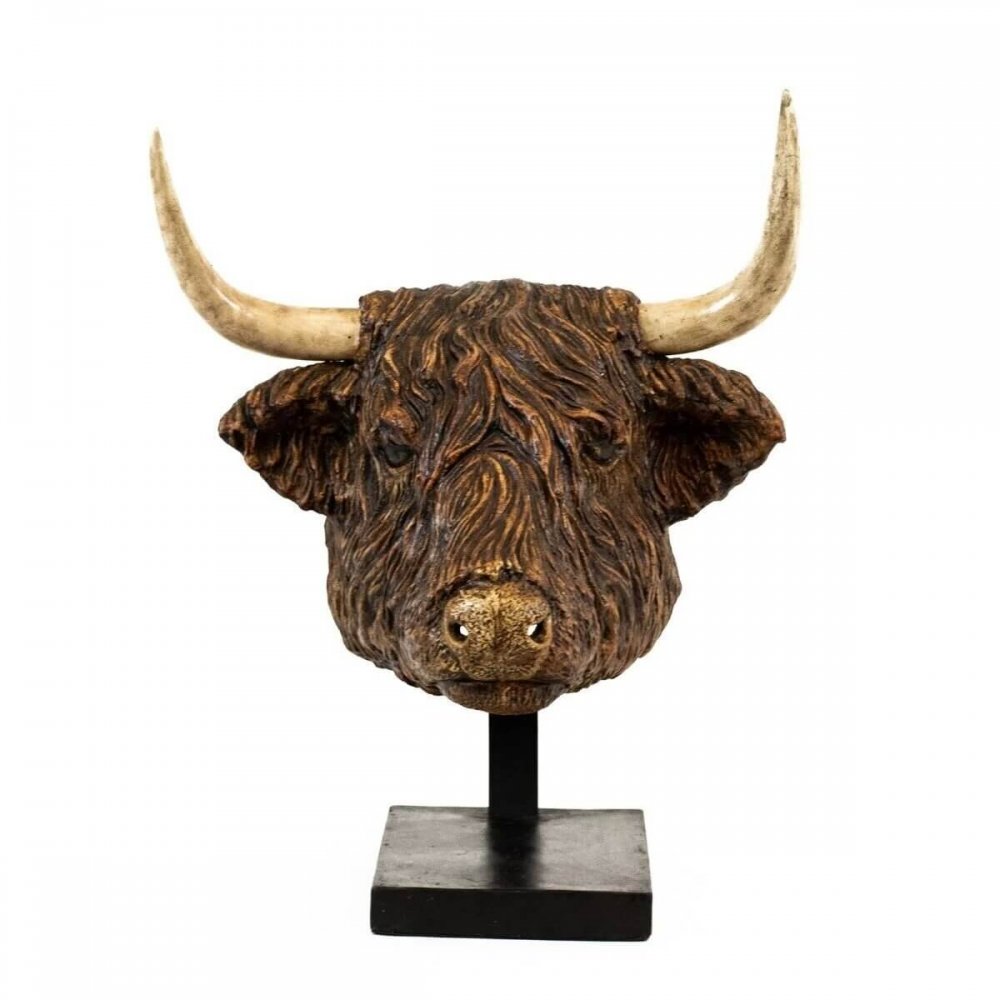 Bronze Highland Cow Head Sculpture For Sale