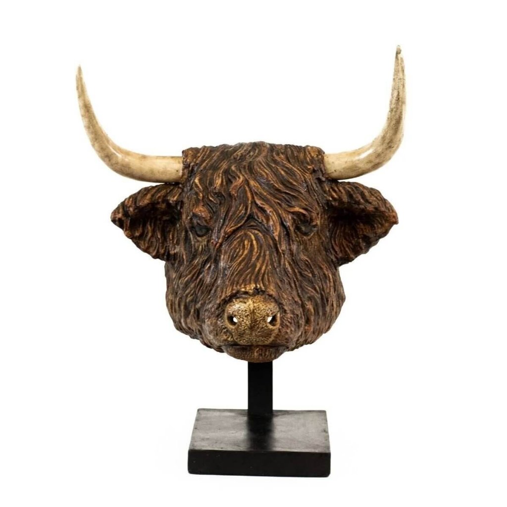 Bronze Highland Cow Head Sculpture For Sale SevenTreeSculpture