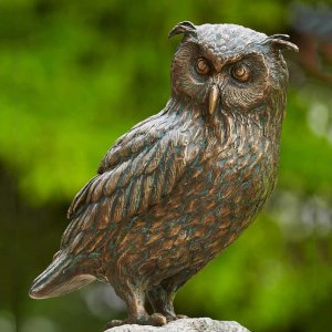 Bronze Horned Owl Statue For Sale