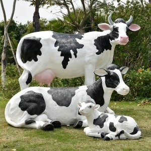 Farm Fiberglass Large Cow Sculpture