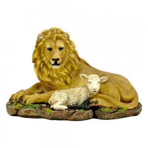 Hot Sale Fiberglass Large Lion And Lamb Statue