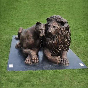 Hand Carved Bronze Large Outdoor Lion Statues