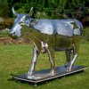 Mirror Polished Stainless Steel Large Metal Cow Sculpture For Sale