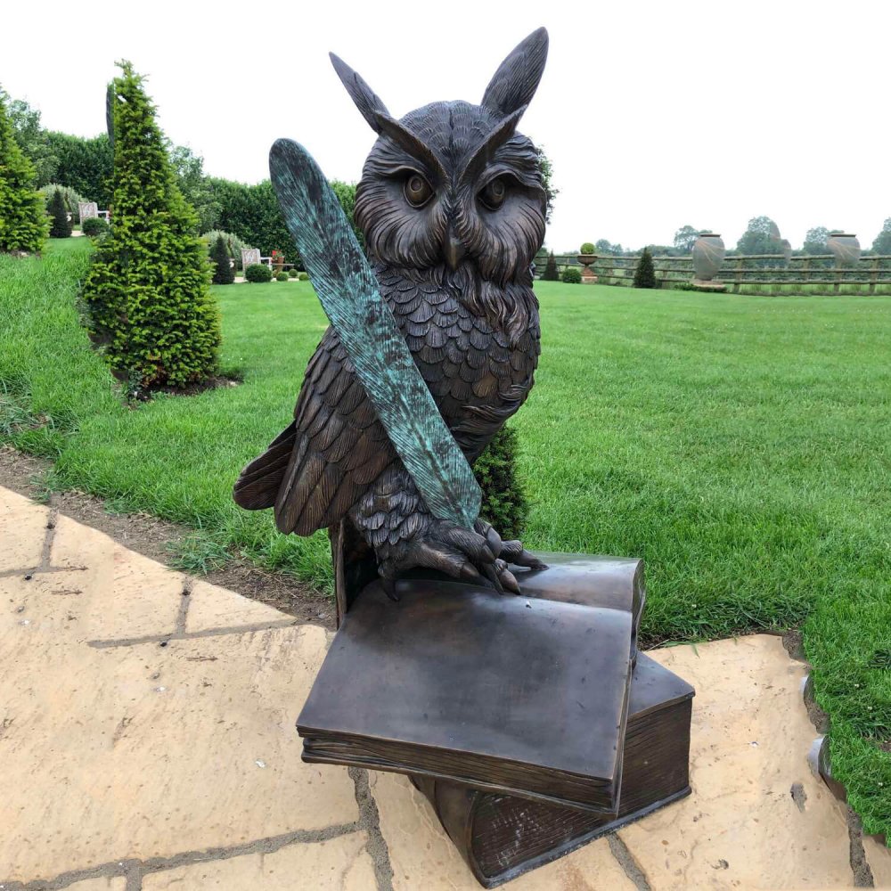 Outdoor Bronze Owl Sculpture For Sale - Image 2