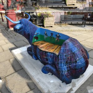 Outdoor Fiberglass Life Size Highland Cow Statue For Sale