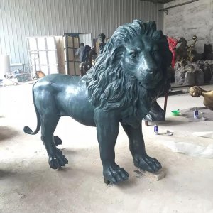 Bronze Lion Statues Outside House For Sale
