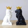 Fiberglass Black Lion Statue With Gold Crown For Sale - Image 3